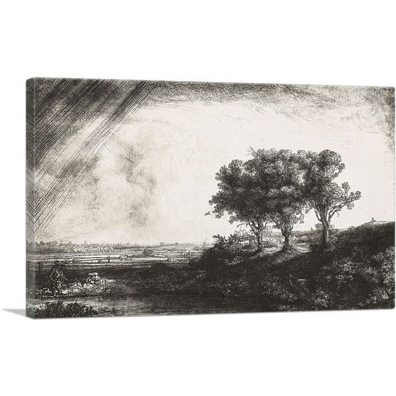 ARTCANVAS The Three Trees 1643 Canvas Art Print by Rembrandt van Rijn - Size: 60" x 40" (1.50" Deep) (3-Piece)