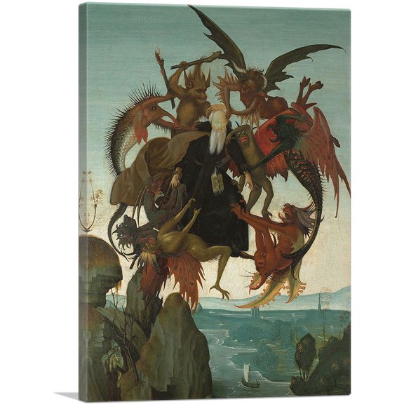 ARTCANVAS The Torment of Saint Anthony 1488 Canvas Art Print by Michelangelo - Size: 26" x 18" (0.75" Deep)