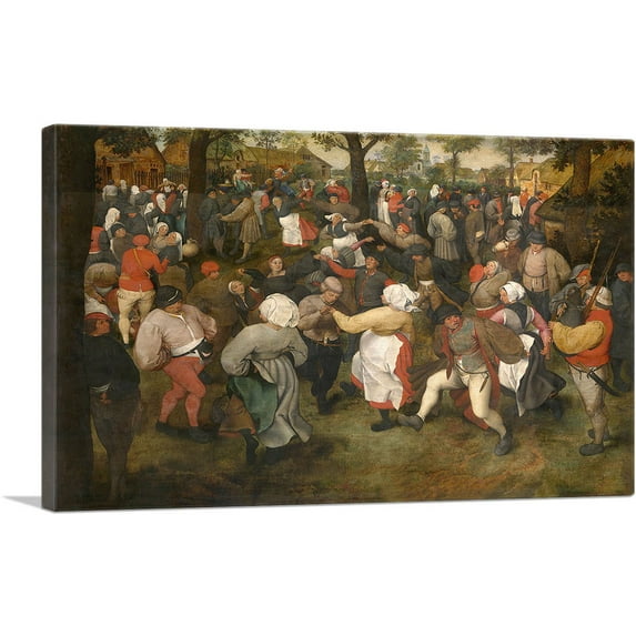 ARTCANVAS The Wedding Dance 1566 Canvas Art Print by Pieter Bruegel the Elder - Size: 60" x 40" (0.75" Deep) (3-Piece)