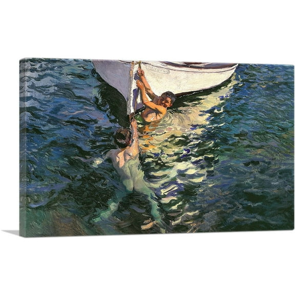 ARTCANVAS The White Boat 1905 Canvas Art Print by Joaquin Sorolla y Bastida - Size: 26" x 18" (0.75" Deep)