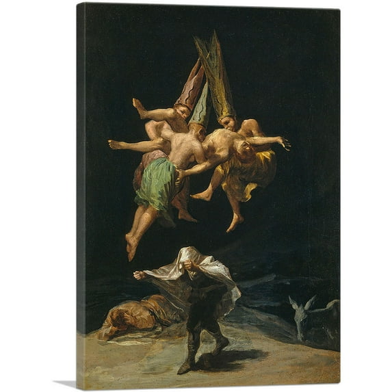 ARTCANVAS The Witches Flight 1798 Canvas Art Print by Francisco De Goya - Size: 18" x 12" (0.75" Deep)