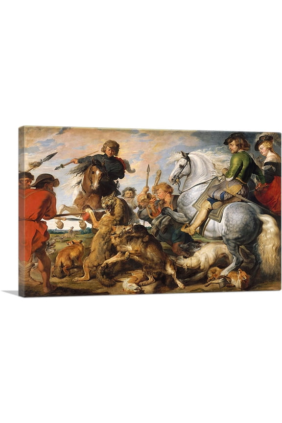 The Wolf and Fox Hunt Canvas Art Print by Peter Paul Rubens - Size: 26" x 18" (0.75" Deep)