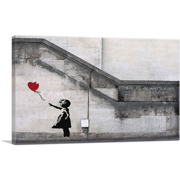 ARTCANVAS There Is Always Hope Balloon Girl Canvas Art Print by Banksy - Size: 18" x 12" (0.75" Deep)