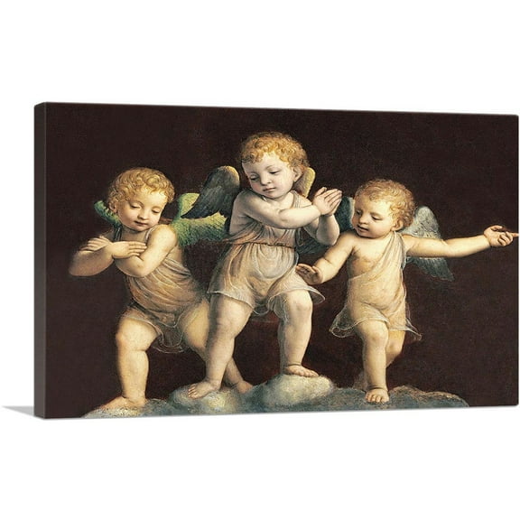 ARTCANVAS Three Cherubs Canvas Art Print by Bernardino Luini - Size: 26" x 18" (0.75" Deep)