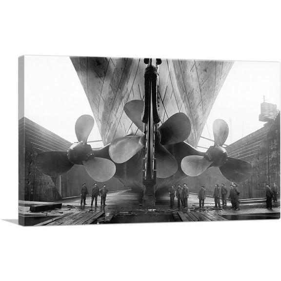 ARTCANVAS Titanic's Ship Propellers British Passenger Liner Canvas Art Print - Size: 40" x 26" (0.75" Deep)