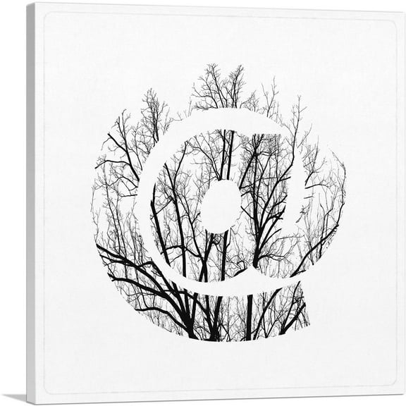 ARTCANVAS Tree Branches Alphabet At Sign Symbol Canvas Art Print - Size: 26" x 26" (1.50" Deep)