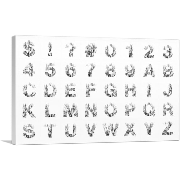 ARTCANVAS Tree Branches Horizontal Rectangle Full Alphabet Canvas Art Print - Size: 40" x 26" (0.75" Deep)