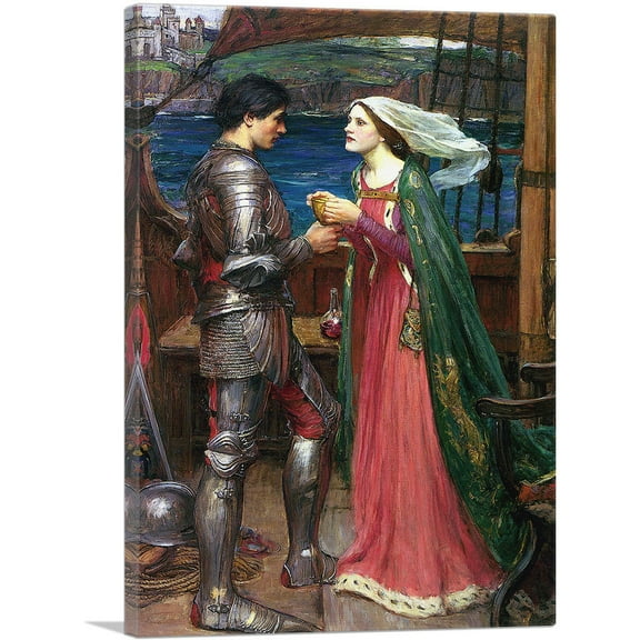 ARTCANVAS Tristan and Isolde With Potion 1916 Canvas Art Print by John William Waterhouse - Size: 26" x 18" (0.75" Deep)