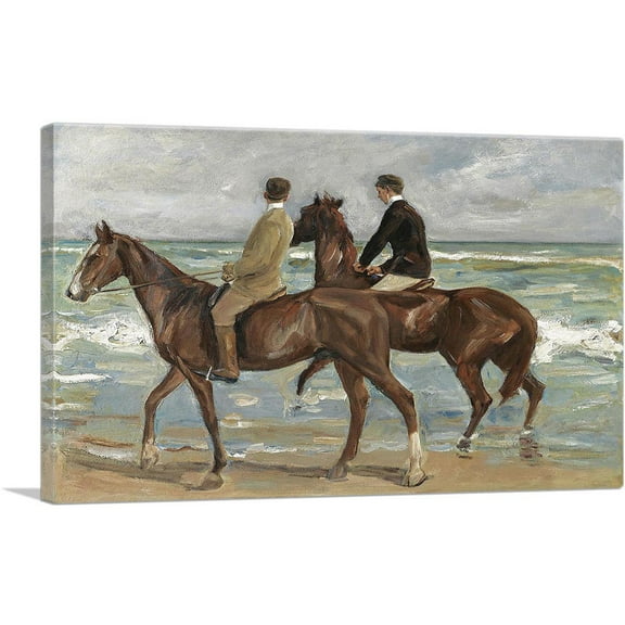 ARTCANVAS Two Riders On The Beach 1901 Canvas Art Print by Max Liebermann - Size: 26" x 18" (1.50" Deep)