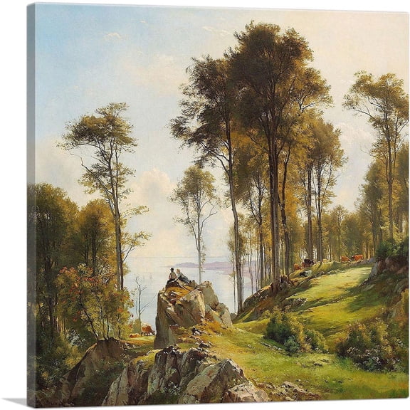 ARTCANVAS Two Shepard Boys 1885 Canvas Art Print by Carl Frederik Aagaard - Size: 12" x 12" (1.50" Deep)