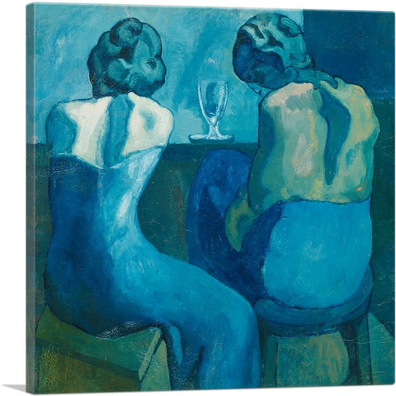 ARTCANVAS Two Women Sitting at a Bar 1902 Canvas Art Print by Pablo Picasso - Size: 26" x 26" (1.50" Deep)