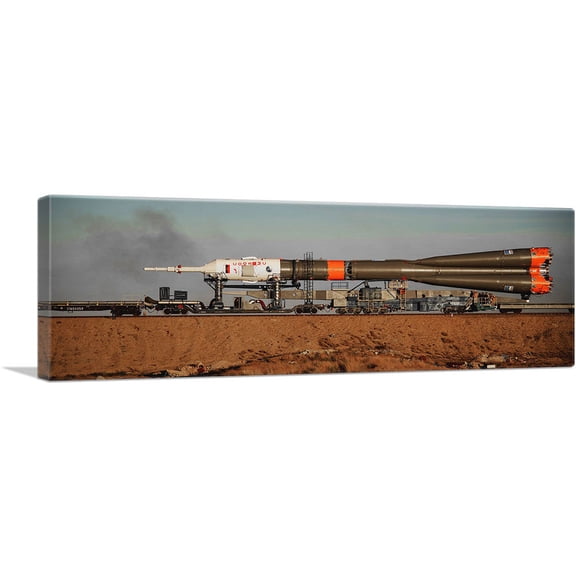 ARTCANVAS USSR Russian Rocket Expedition Rollout Canvas Art Print - Size: 36" x 12" (0.75" Deep)