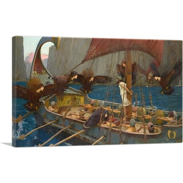 ARTCANVAS Ulysses and the Sirens 1891 Canvas Art Print by John William Waterhouse - Size: 26" x 18" (0.75" Deep)