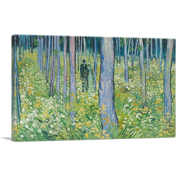 ARTCANVAS Undergrowth With Two Figures 1889 Canvas Art Print by Vincent Van Gogh - Size: 26" x 18" (0.75" Deep)