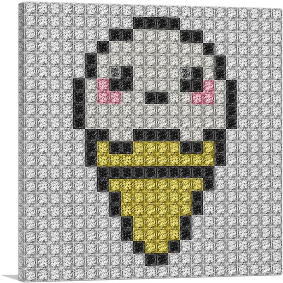 ARTCANVAS Vanilla Ice Cream Cone Shop Jewel Pixel Canvas Art Print - Size: 12" x 12" (0.75" Deep)