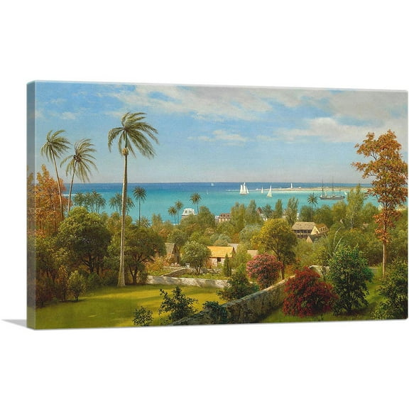 ARTCANVAS View Of Nassau The Bahamas 1880 Canvas Art Print by Albert Bierstadt - Size: 18" x 12" (0.75" Deep)