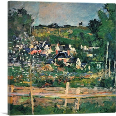 ARTCANVAS View of Auvers 1873 Canvas Art Print by Paul Cezanne - Size: 18" x 18" (0.75" Deep)