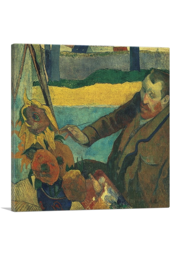 Vincent van Gogh Painting Sunflowers 1888 Canvas Art Print by Paul Gauguin - Size: 26" x 26" (1.50" Deep)
