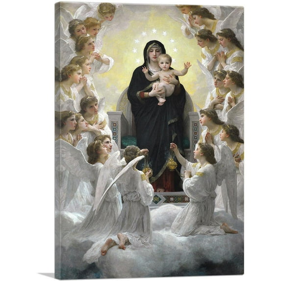ARTCANVAS Virgin With Angels Mary And Child Jesus Canvas Art Print by William-Adolphe Bouguereau - Size: 40" x 26" (0.75" Deep)