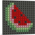 thumbnail image 1 of ARTCANVAS Watermelon Slice Fruit Emoticon Black Jewel Pixel Canvas Art Print - Size: 18" x 18" (0.75" Deep), 1 of 9
