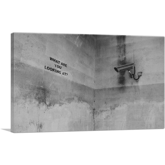 ARTCANVAS What Are You Looking At Security Camera Canvas Art Print by Banksy - Size: 26" x 18" (1.50" Deep)
