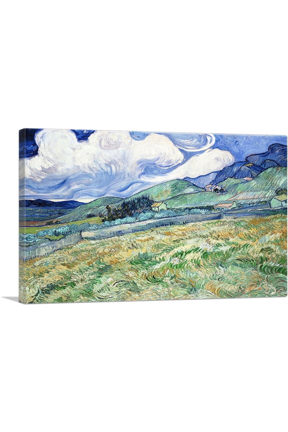 Wheat Field Behind Saint-Paul 1889 Canvas Art Print by Vincent Van Gogh - Size: 60" x 40" (0.75" Deep) (3-Piece)