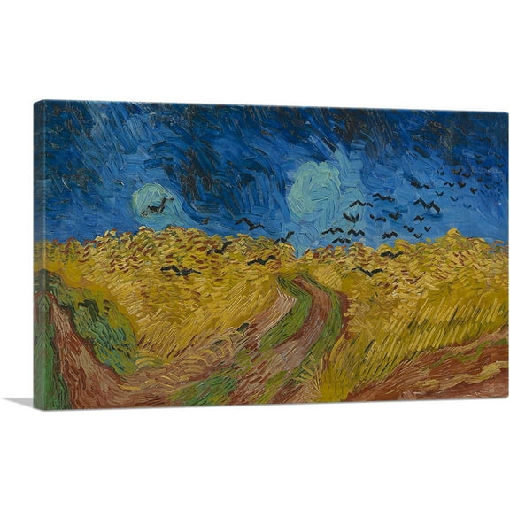 ARTCANVAS Wheatfield with Crows 1890 Canvas Art Print by Vincent Van Gogh - Size: 26" x 18" (0.75" Deep)