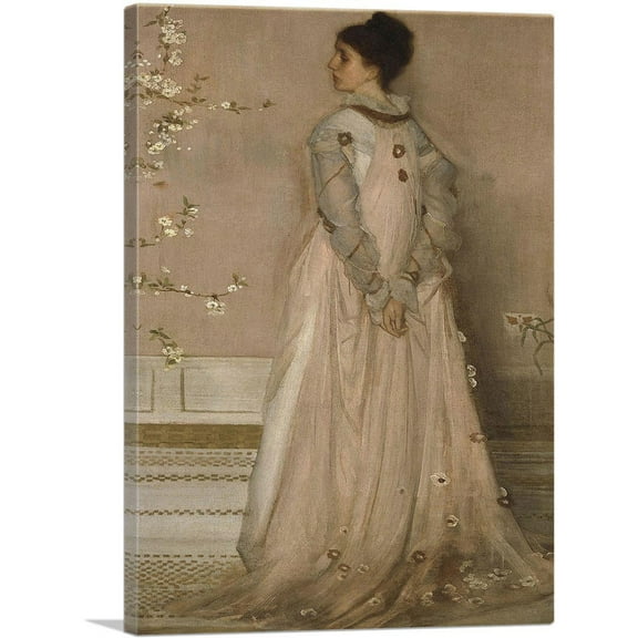 ARTCANVAS Whistler Symphony In Flesh Colour Pink Frances Leyland Frick Canvas Art Print by James Abbott McNeill Whistler - Size: 26" x 18" (0.75" Deep)