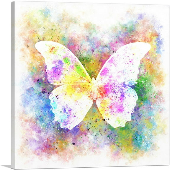 ARTCANVAS White Butterfly Wings Insect Canvas Art Print - Size: 12" x 12" (1.50" Deep)
