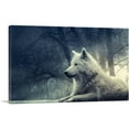 thumbnail image 1 of ARTCANVAS White Wolf in Forest Canvas Art Print - Size: 26" x 18" (0.75" Deep), 1 of 9