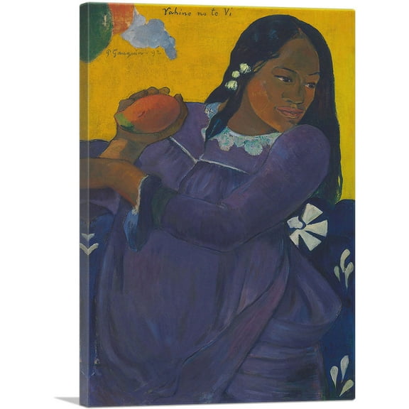 ARTCANVAS Woman with Mango 1892 Canvas Art Print by Paul Gauguin - Size: 18" x 12" (1.50" Deep)
