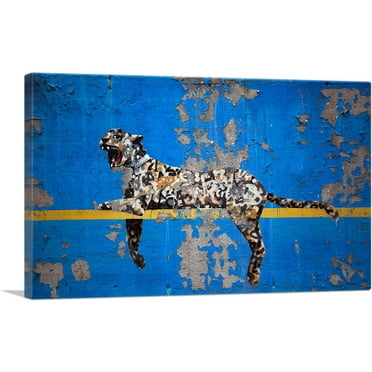 ARTCANVAS Yankee Stadium Tiger Canvas Art Print by Banksy - Size: 26" x 18" (0.75" Deep)