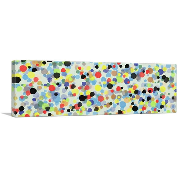 ARTCANVAS Yellow Black Blue Green Spots Modern Canvas Art Print - Size: 36" x 12" (0.75" Deep)