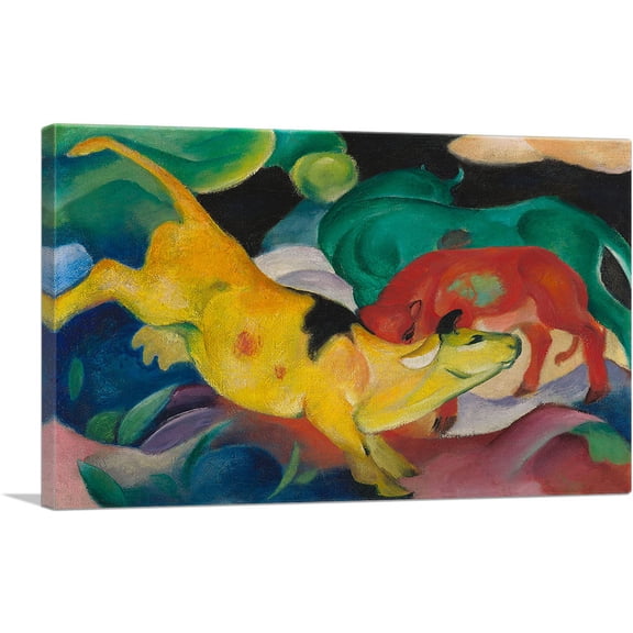 ARTCANVAS Yellow Cow and Red Calf 1911 Canvas Art Print by Franz Marc - Size: 26" x 18" (0.75" Deep)