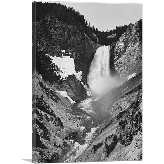 ARTCANVAS Yellowstone Falls - Yellowstone National Park - Wyoming Canvas Art Print by Ansel Adams - Size: 26" x 18" (0.75" Deep)