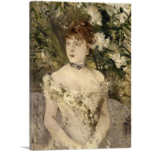 ARTCANVAS Young Girl In a Ball Gown 1879 Canvas Art Print by Berthe Morisot - Size: 26" x 18" (0.75" Deep)
