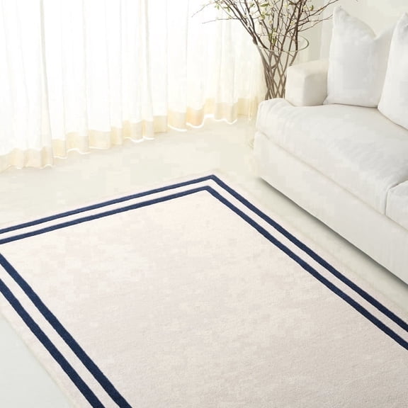 ARTCORE Geometric Tufted Off-White Geometric Area Rugs, 4' x 6', Soft & Durable