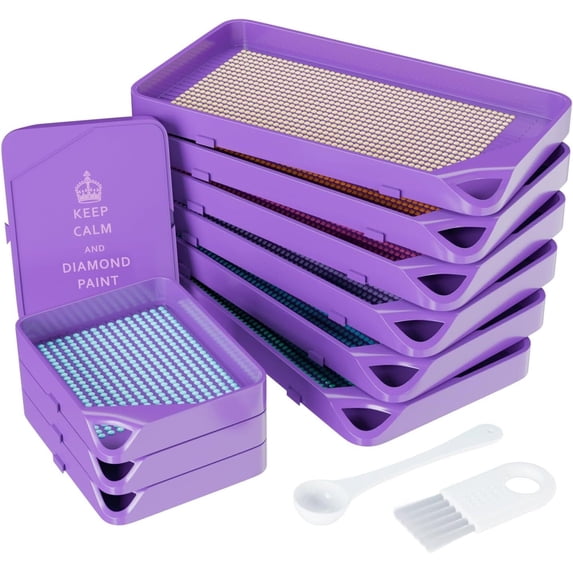 ARTDOT 10 Piece Diamond Painting Tray Tool Set, 6 Large and 4 Small Blue Trays for Beads and Drills Organization