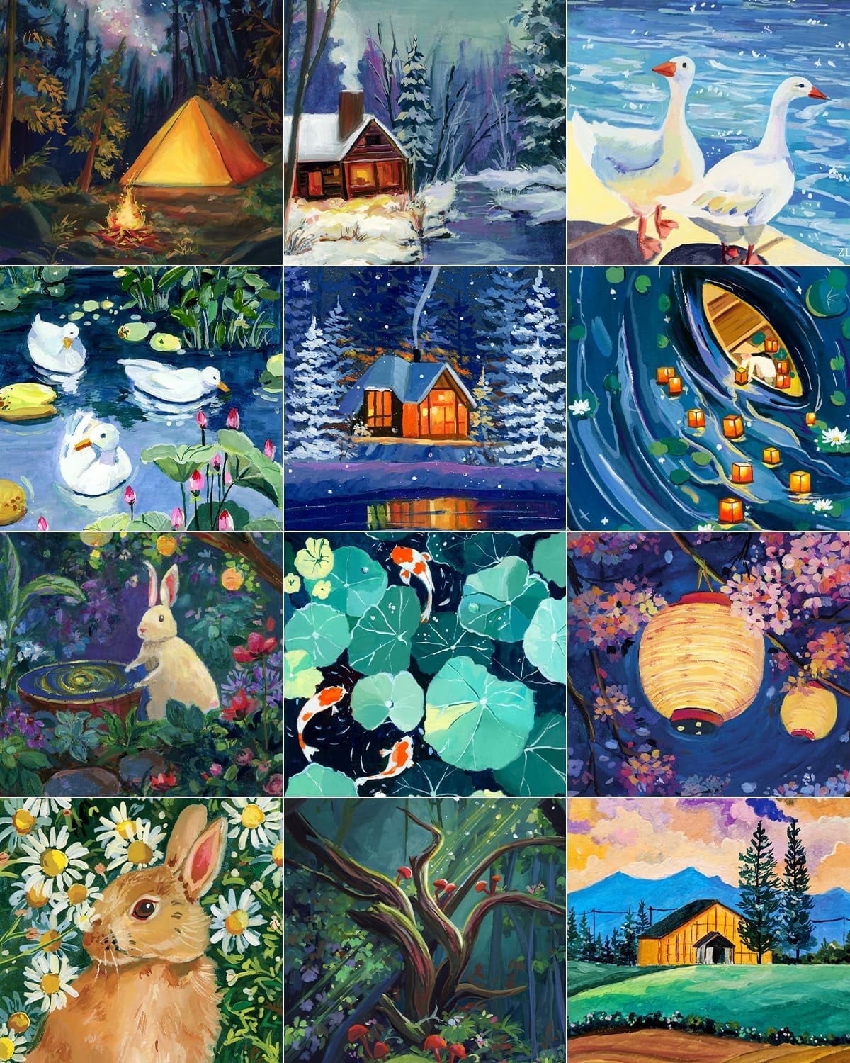 ARTDOT 12 Pack Diamond Art, Diamond Painting with Accessories and Tools for Gift Home Wall Decor