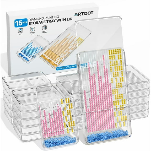 ARTDOT 15-PieceTrays Kits for Diamond Painting with Lids