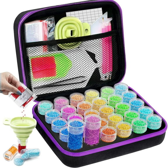 ARTDOT Diamond Art Beads Storage Organizer Container Case for Diamond Painting Drill 30 Slots Small（Black）
