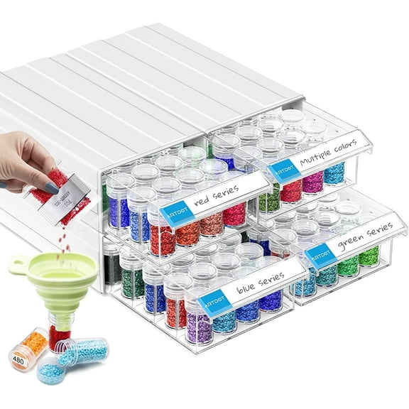 ARTDOT Diamond Art Beads Storage Organizer Stackable Box for Diamond Painting Drill 128 Jars
