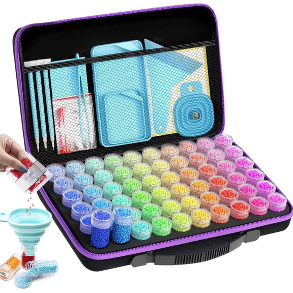 ARTDOT 60 Slots Diamond Painting Bead Storage Container Case for Diamond  Art Drill Medium （Black）
