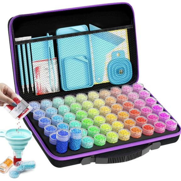 ARTDOT 60 Slots Diamond Painting Bead Storage Container Case for Diamond  Art Drill Medium （Black）