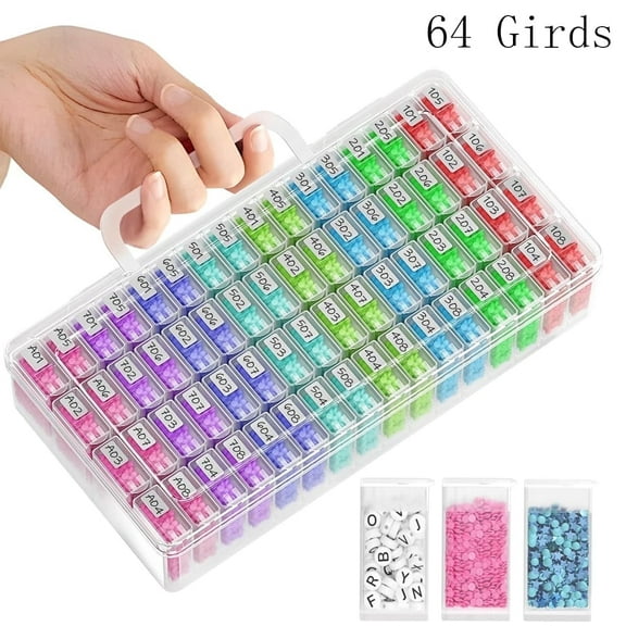 ARTDOT Diamond Art Kit Bead Storage Containers Box, 64 Small Case, Plastic Organizer Kits