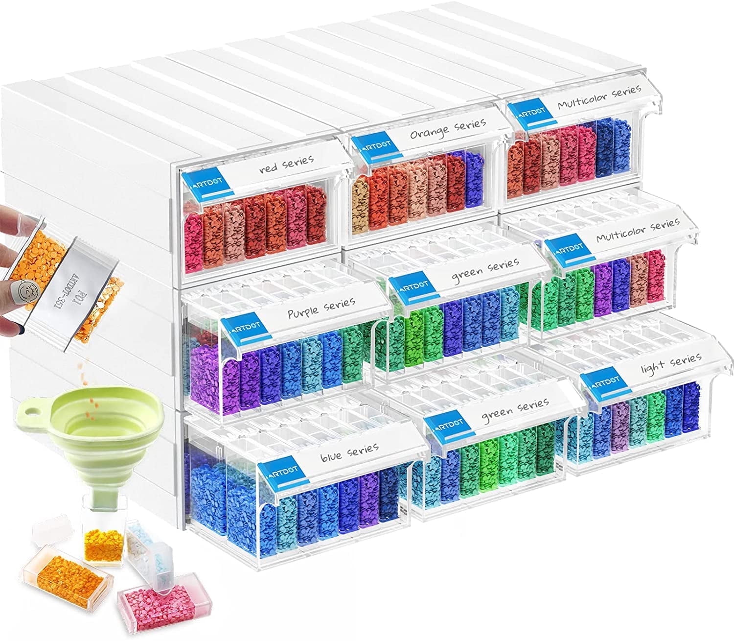 ARTDOT Stackable Diamond Painting Bead Storage Organizer, 315 Slot Plastic Container Box for Crafts and Drill Supplies