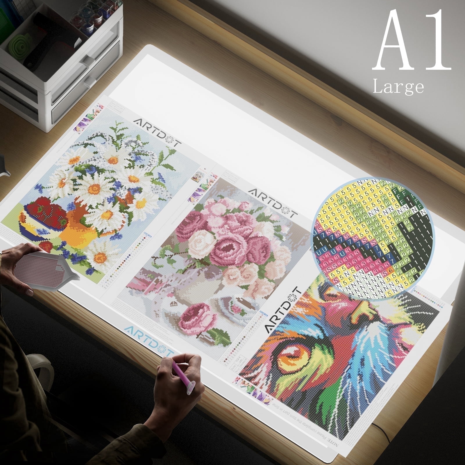 ARTDOT A1 Diamond Painting Light Pad USB Powered Adjustable Brightness with Diamond Art Accessories and Tools for Drawing Tracing - Walmart.com