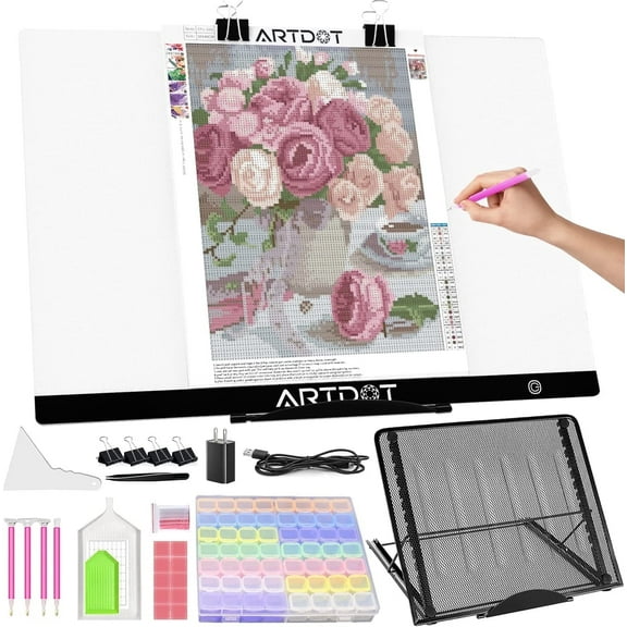 ARTDOT A2 Diamond Painting Light Pad USB Powered Adjustable Brightness with Diamond Art Accessories and Tools for Drawing Tracing