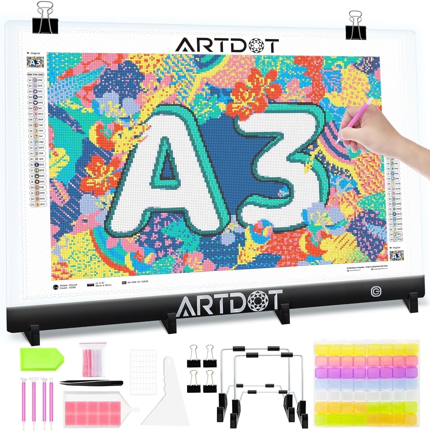 ARTDOT A4 Diamond Painting Light Pad, USB Powered LED Board