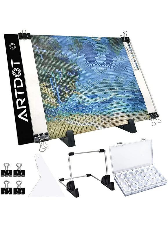 ARTDOT A4/A3/A2/A1 LED Light Board for Diamond Painting kits, USB Powered Light Pad, Adjustable Brightness with Detachable Stand and Clips